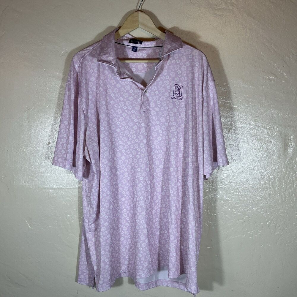 Stitch XXL TPX Sugarloaf Mens Golf Polo Hibiscus Floral Print Pink Shirt